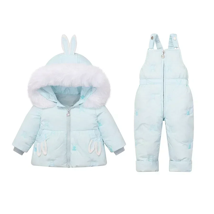 Girls Coat Winter Children`s Clothing Set 2Pcs Girl Down Jacket Snowsuit Overalls For Kids Toddler 1-4Y