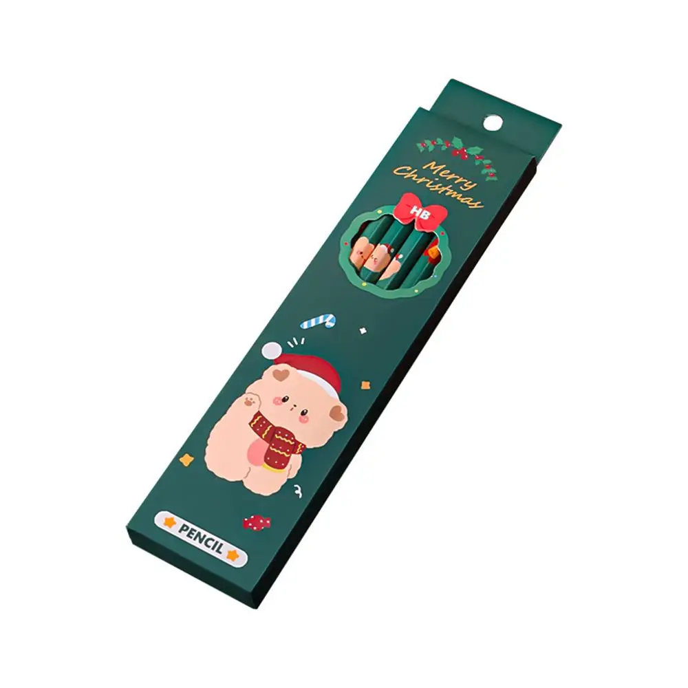학교 6개/세트 필기구 필기용품 문구류 지우개가 있는 HB 연필 나무 연필 크리스마스 표준 연필