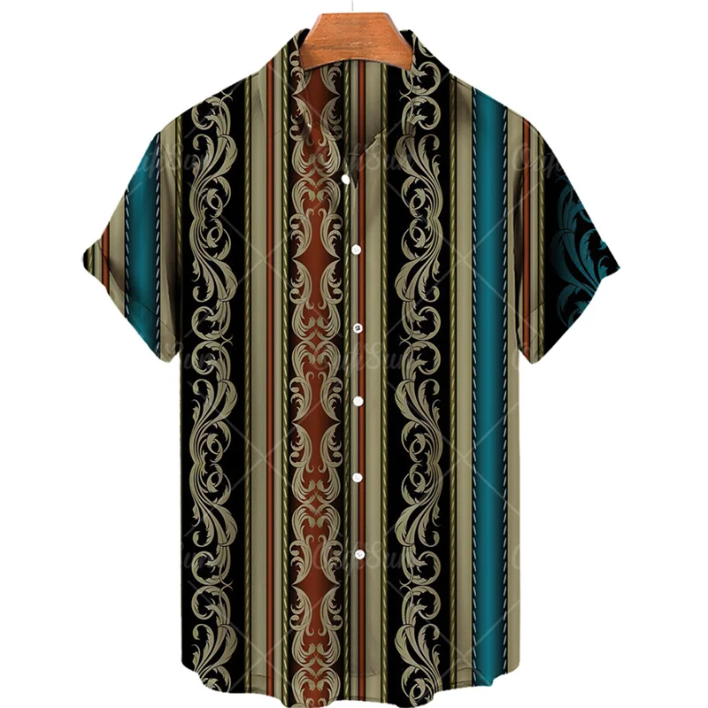 thumbnail image 1 of Camisas lisas de patchwork para hombre, ropa sencilla con estampado 3D, camisas hawaianas de playa, blusas Y2K de manga corta, ropa vintage, blusa con solapa, 1 of 5