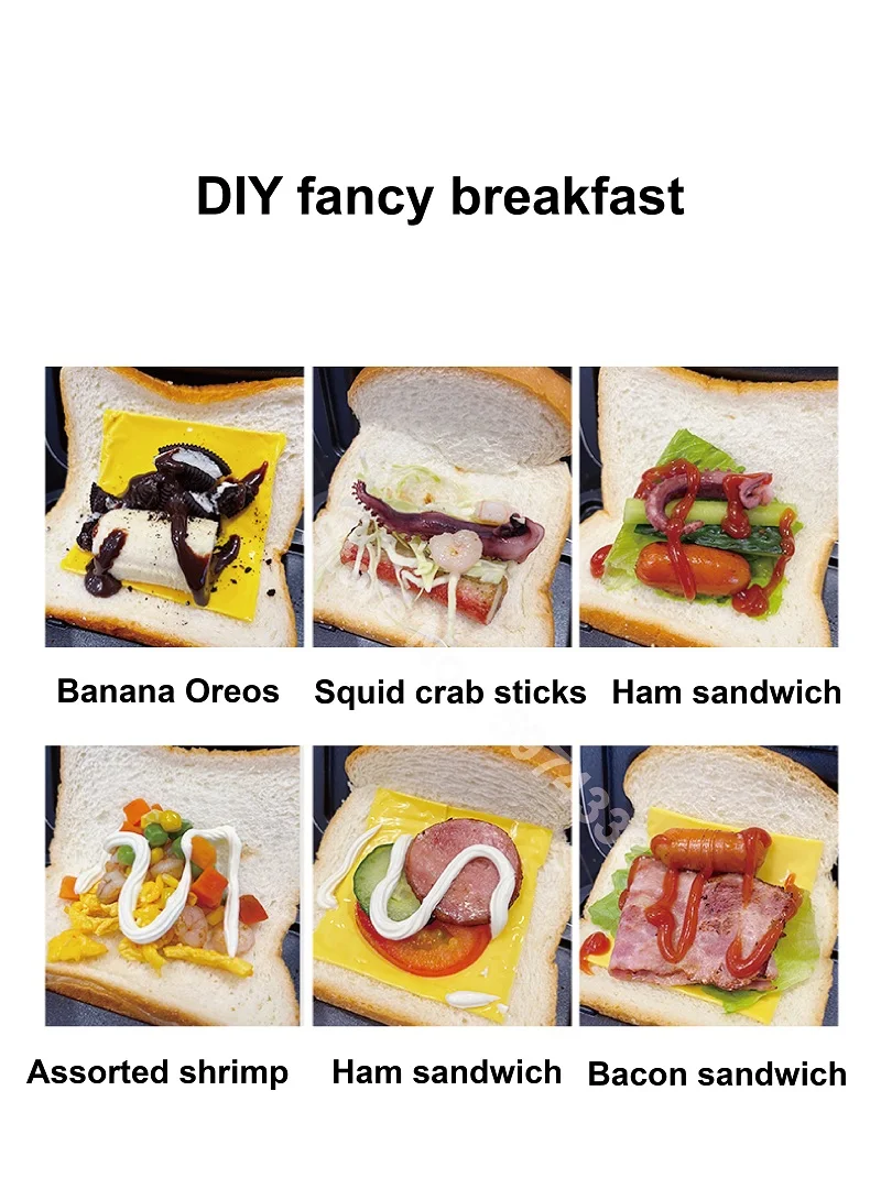 500W Sandwich Maker Mini Panini Quick Breakfast Maker Non Stick Double Sided Heating Toaster Hot Dog Maker Kitchen Tools 220V 3