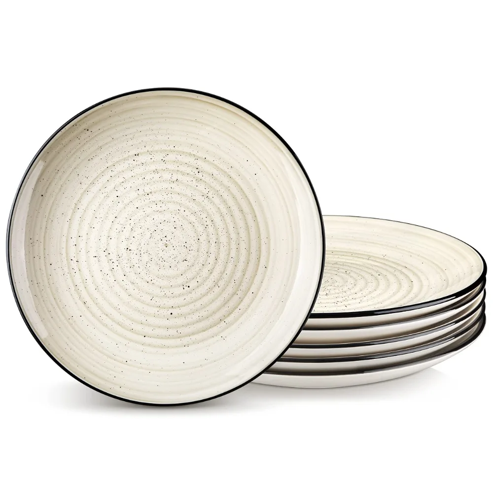 Dinner Plates Set of 6, 10.5 Inch Dish Set, Ceramic Plates, Microwave & Dishwasher Safe
