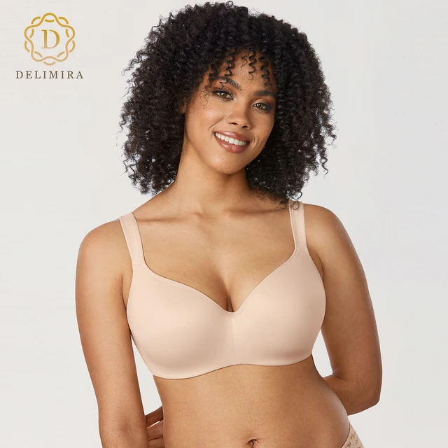 Delimira Women's Balconette Bra Smooth Full Coverage Big Large Size T-Shirt  Seamless Underwire Support Plus Size Contour Bras - AliExpress