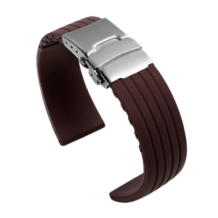 Luxurious Silicone Rubber Watch Strap with Deployment Buckle