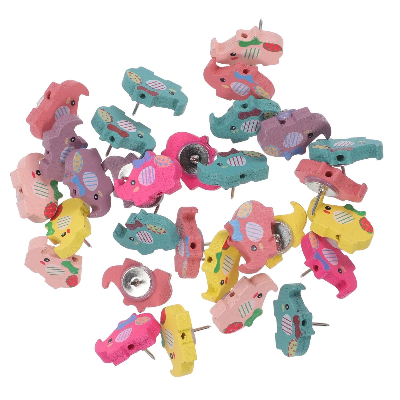 30Pcs 다채로운 코끼리 푸시핀 게시판용 귀여운 장 압정 코르크 보드 사진 노트 사무용품