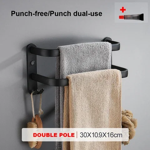 

Towel Holder Bathroom Cabinet Bar Toilet Slippers Storage Rail Shelf Aluminum Black Towel Bar Rail Matte Black Towel Holder