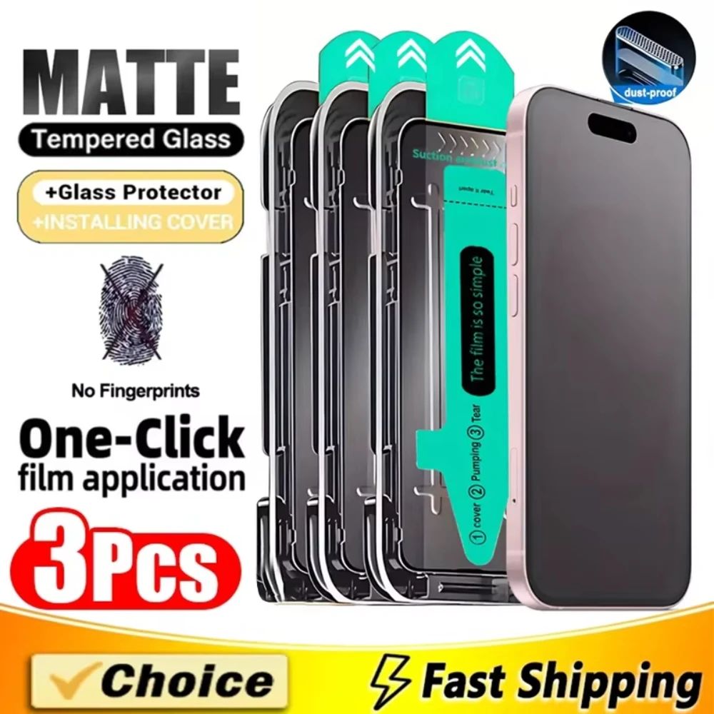 NNBILI Oleophober, staubfreier, einfach zu installierender Displayschutz für iPhone 18 16 13 12 11 14 15 17Pro Max Air Matte Privacy Glass