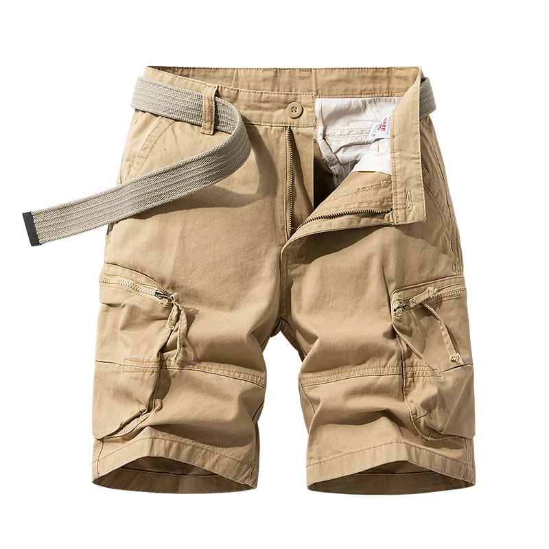 High-End Casual Shorts Men's 2024 Summer Large Pocket Outdoor Work Clothes Shorts Men's Loose Straight Shorts