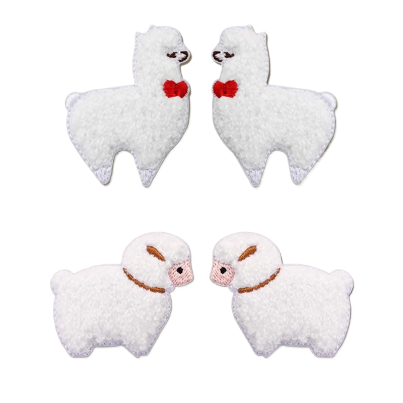 1 Stück süße weiße Alpaka bestickte Kleidungs patches für Kleidung Parch Eisen auf Stoff aufkleber