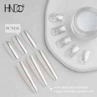 Poudre chromée HNDO super brillante effet miroir blanc nacré, paillettes à frotter pour la décoration des ongles, pigment de manucure CM16 1