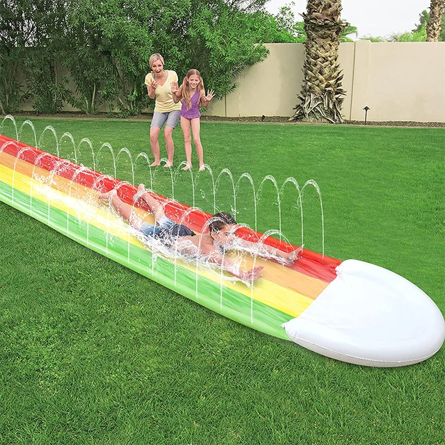 Inflatable Water Slide for Backyard Outdoor Kids Summer Toys Games Sprinkle Water Sliders with Boards For Children Summer Gifts 1