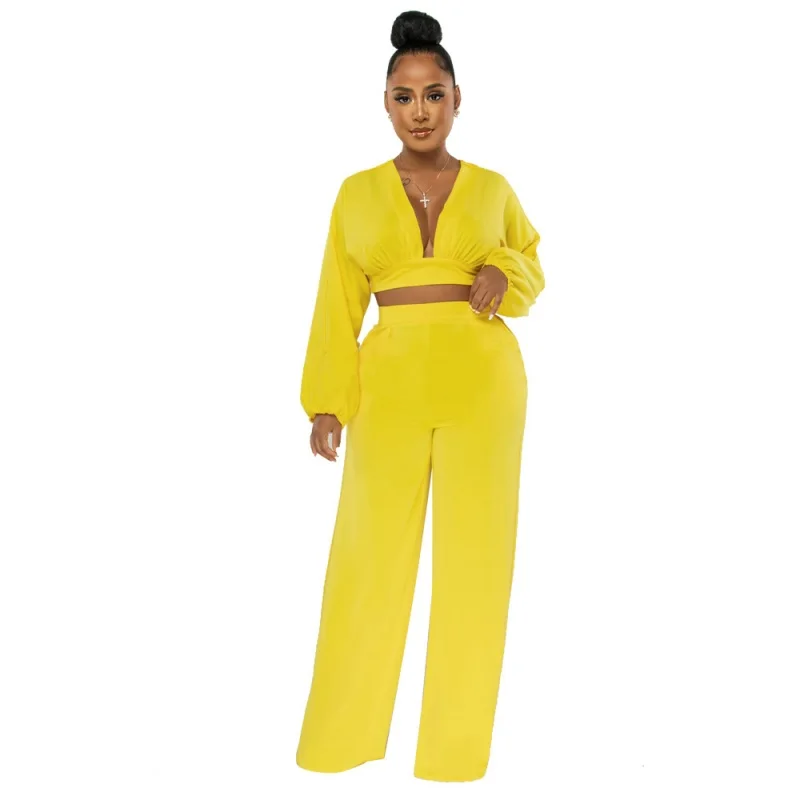 Two Piece Pant Sets Plus Size African Clothes Set Women Long Sleeve Top And Pants Matching Set Solid Color Exercise 2 Pcs Set new summer men s social suit shirt and pants two piece set round neck solid color short sleeve african men s ethnic style