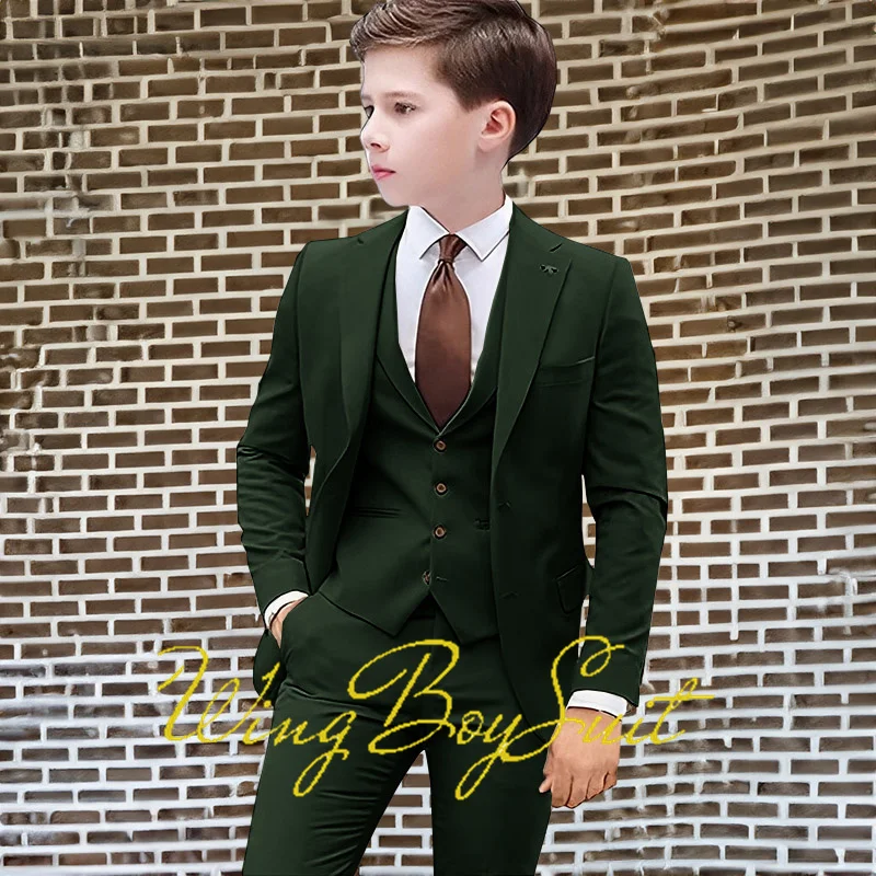 Boys Suit Set Boys Kids Suits Wedding Tuxedo Formal Jacket Vest Pants 3 Piece Set 2-16 Sizes Clothes Child Blazer