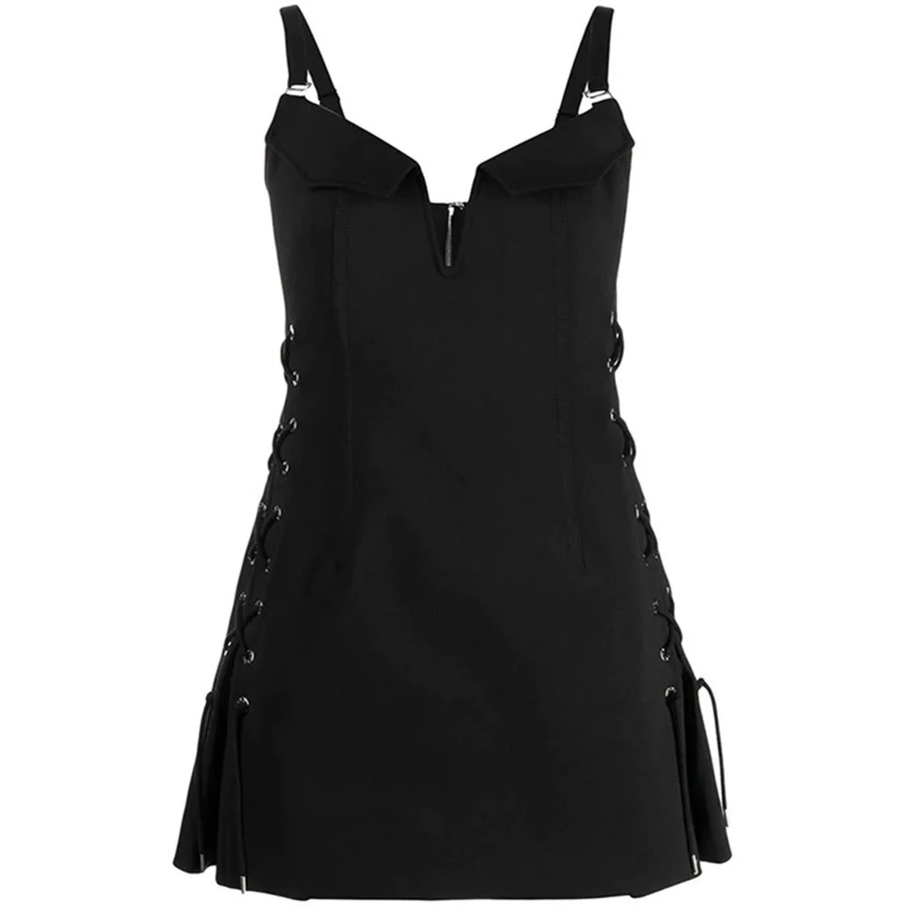 

High Quality Summer New Women's Strap Fish Bone Cotton Dress Sling Dress