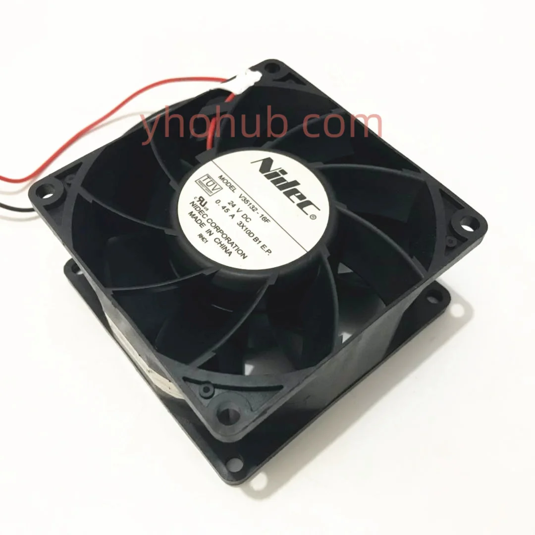 Nidec V35132-16F DC 24V 0.45A 80x80x38mm 2-Wire Server Cooling Fan for nidec m33406 68 dc 12 0 29a 3 48w 8cm 80x80x25mm server cooling fan double ball