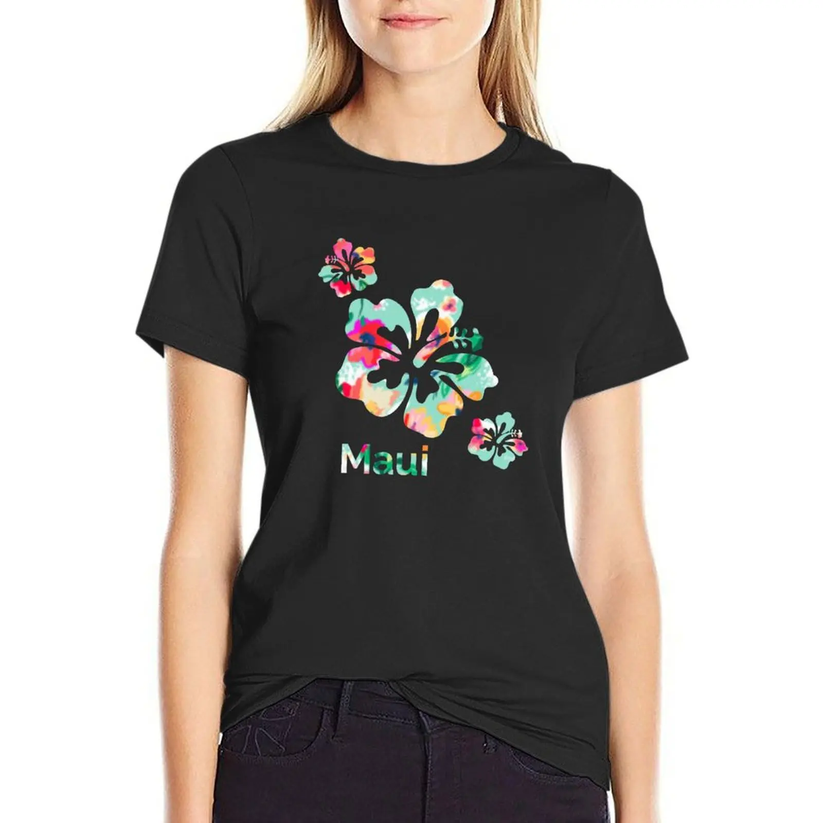 

Maui Hawaiian Islands Hibiscus flowers T-Shirt tops tees summer clothes plain t shirts for Women
