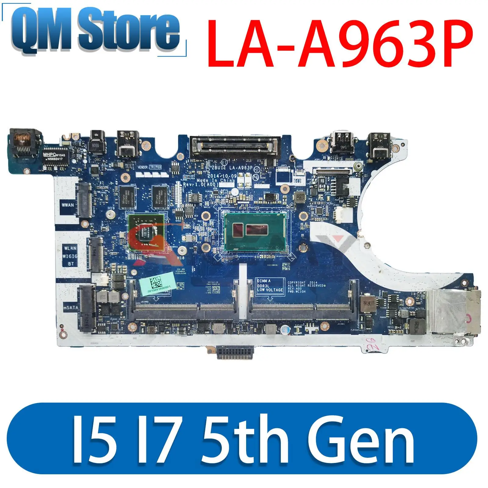 

For DELL Latitude E7450 7450 Laptop Motherboard CN-0KVR03 0HVV96 ZBU11 LA-A963P With i5-5300U I7-5600U CPU 840M/2GB 100% tested