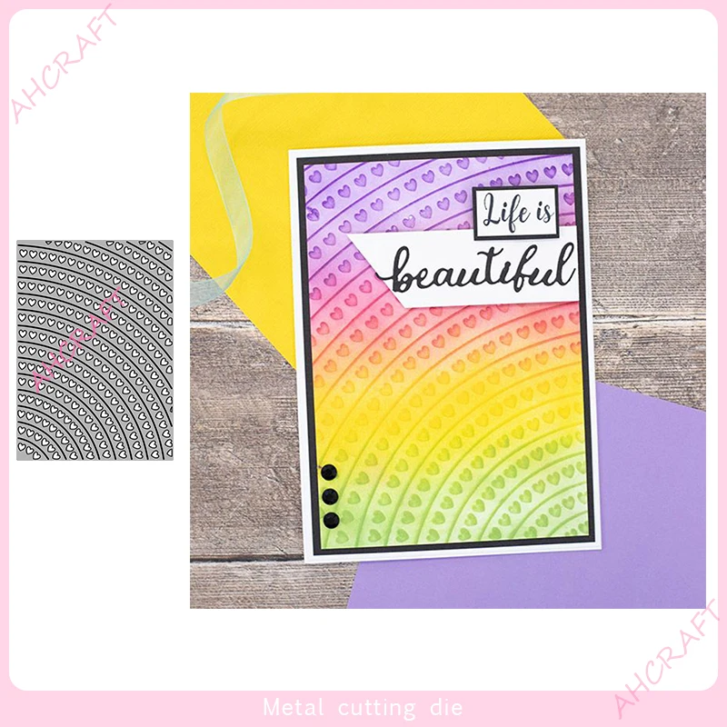Rainbow Hearts Panel Metal Cutting Muore Per Fai Da Te Scrapbooking Album Fotografico Decorativo Goffratura Carta Artigianato Fustellato 2023