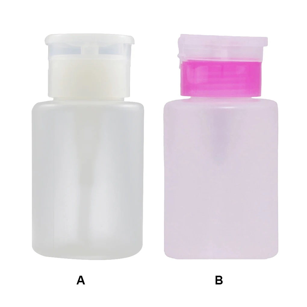 Pump Dispenser 60/100/120/150/180/200ml Push Down Empty For Nail Polish Remover Alcohol Clear Bottle Storage