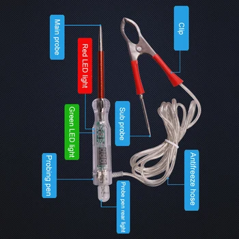 6V/12V/24V Auto Light Probe Pen Digital Display Auto Car Light Circuit Tester Electric Light Test Pen Auto Circuit Repair Tools 2