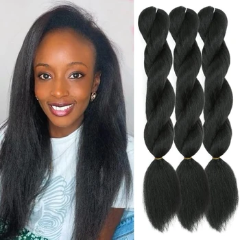 26inch Vixen Crochet Bulk Hair Synthetic Jumbo Braiding Hair Fluffy Kinky Straight Crochet Braids for Women Girls Hair Extension 1