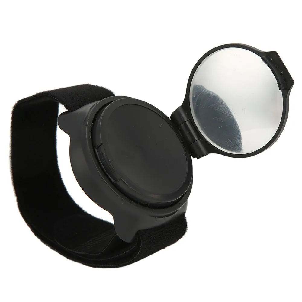 블랙 손목 스트랩 미러 나일론 손목 스트랩 볼록형 자전거 후방 거울 360 °   회전식 5cm 거울 직경 자전거 거울
