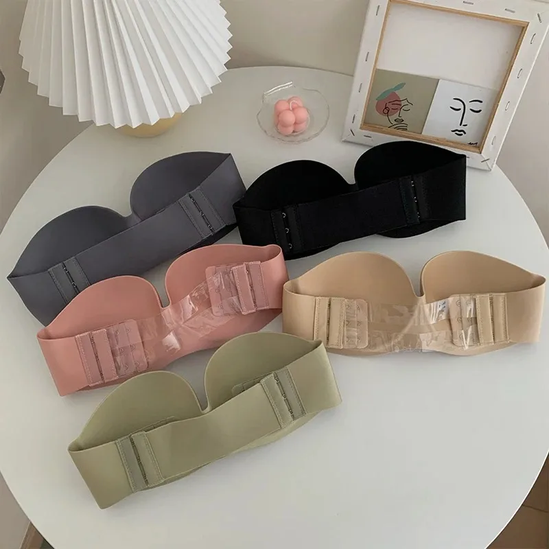 Womens Bra Invisible Push Up Strapless Seamless Solid Without Straps Bralette Lingerie