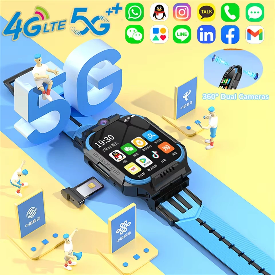 To Xiaomi Kids SmartWatch 4G/5G Sim Card Call Camera GPS Location SOS Antil-lost IP67Waterproof SmartWatch For ios Android Gift 2