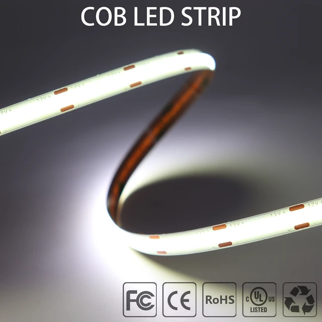 Highlight Cob LED Strip flexible fcob 384/480/120leds/m Lichter  cool/natur/warmweiß linear dimm bares Band dc12v/24v - AliExpress