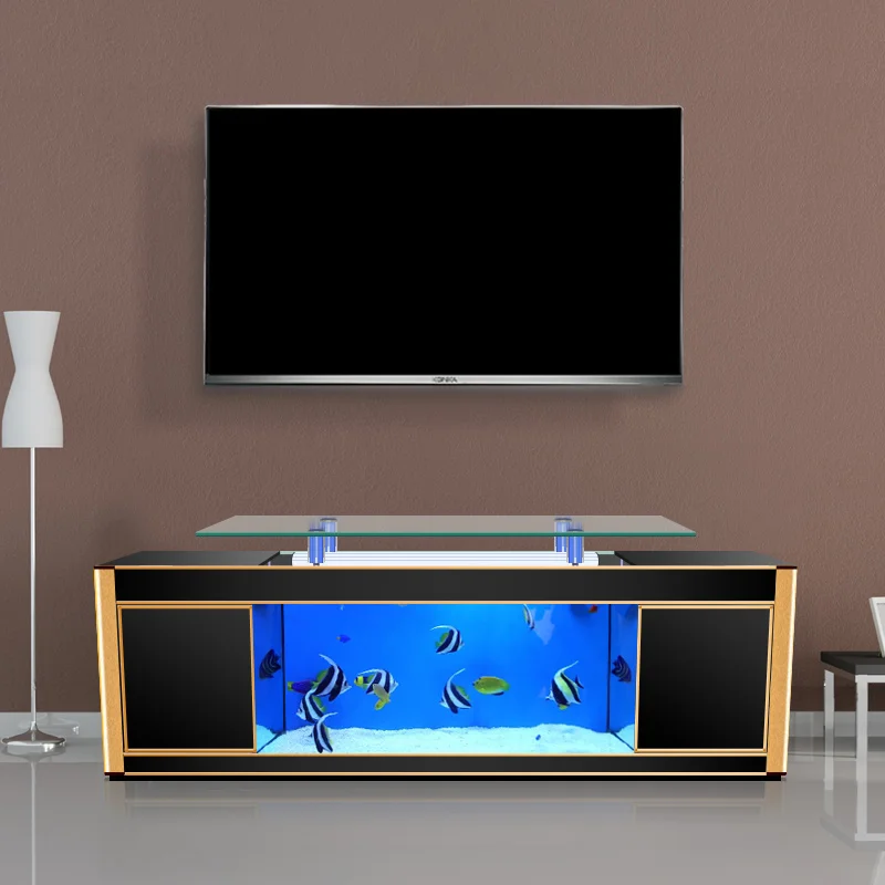 

Custom Glass Clear Luxury Aquarium For Home big of TV cabinet 1.2m 1.5m 1m 3M