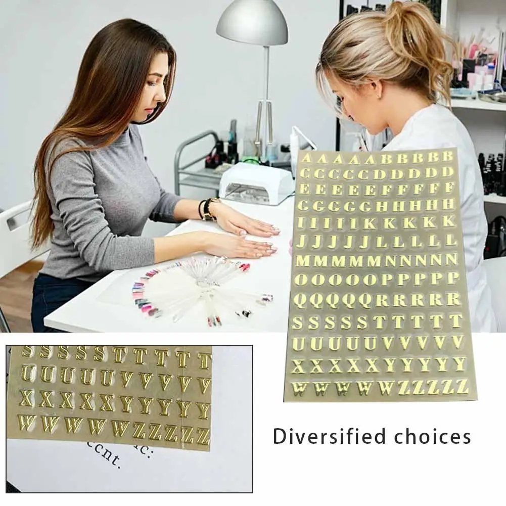 

1sheet Alphabet Nail Sticker Laser Gold 26 English 15*10cm Letters Decals Self Adhesive Sticker Letter Nail Manicure Art I0B3