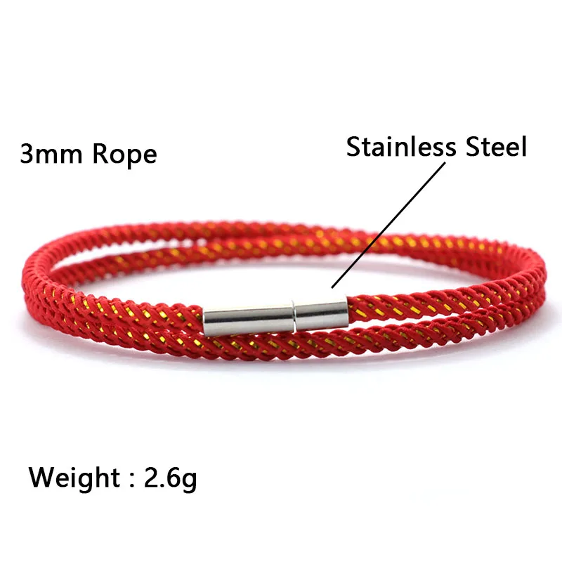 Unique Rope Bracelet Unisex Unfading Stainless Steel Braslet Lucky Red Braclet - Image 6