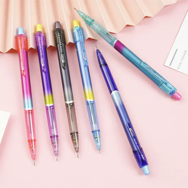 Random 6pcs Creative Rainbow Mechanical Pencil 0.5/0.7mm Replaceable Lead Automatic Pencil Art Painting Sketch Writing Supplies 5