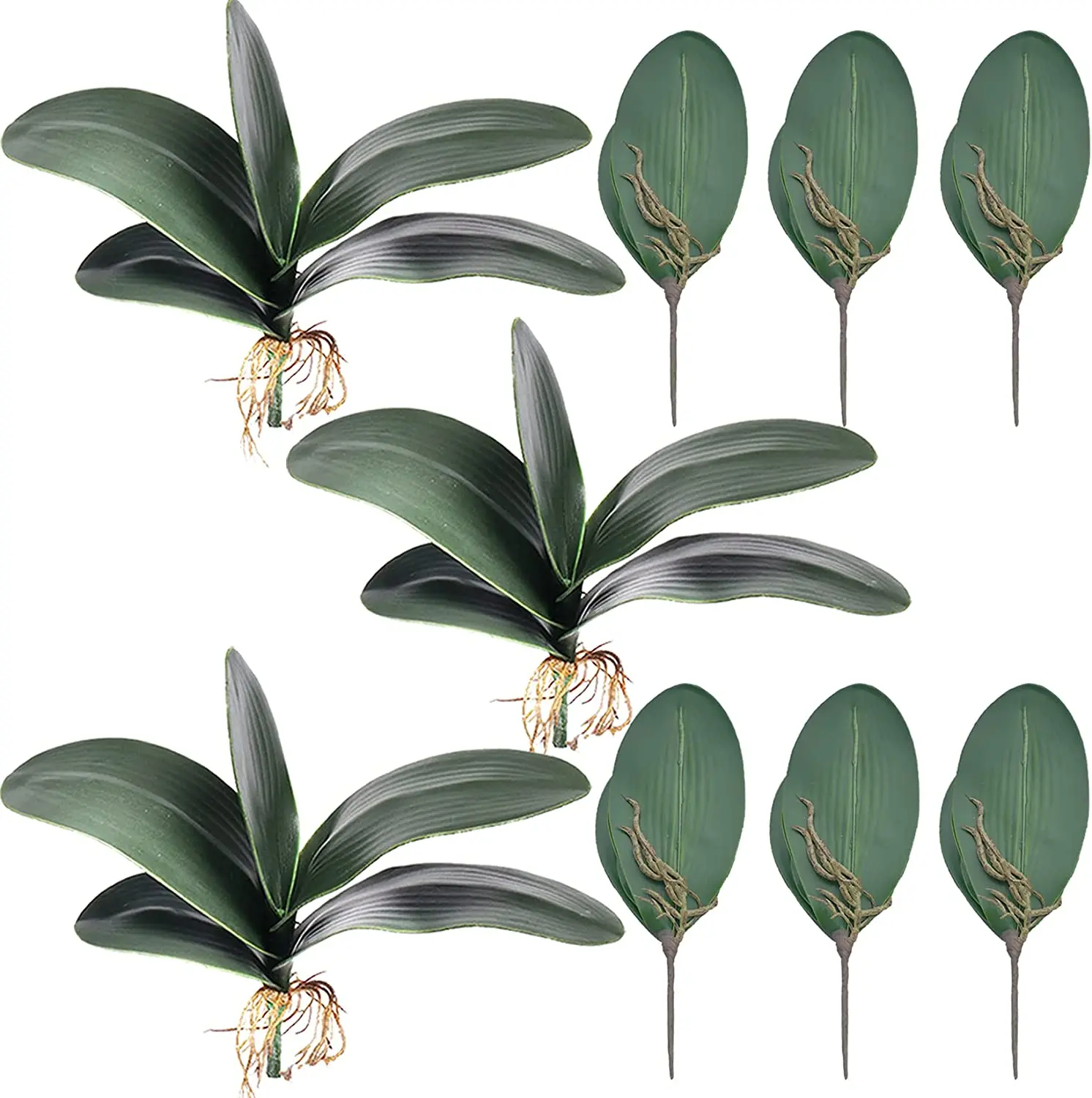 

9 Pcs Big Size Artificial Green Phalaenopsis Artificial Orchid Leaves Green Plant Garden Bonsai Décor