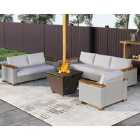 Patio Furniture Sets, （4/5/6/7）-Piece Wicker Sofa Set, with Outdoor Patio Cushions & 5.9" Wider Wood Armrest 1