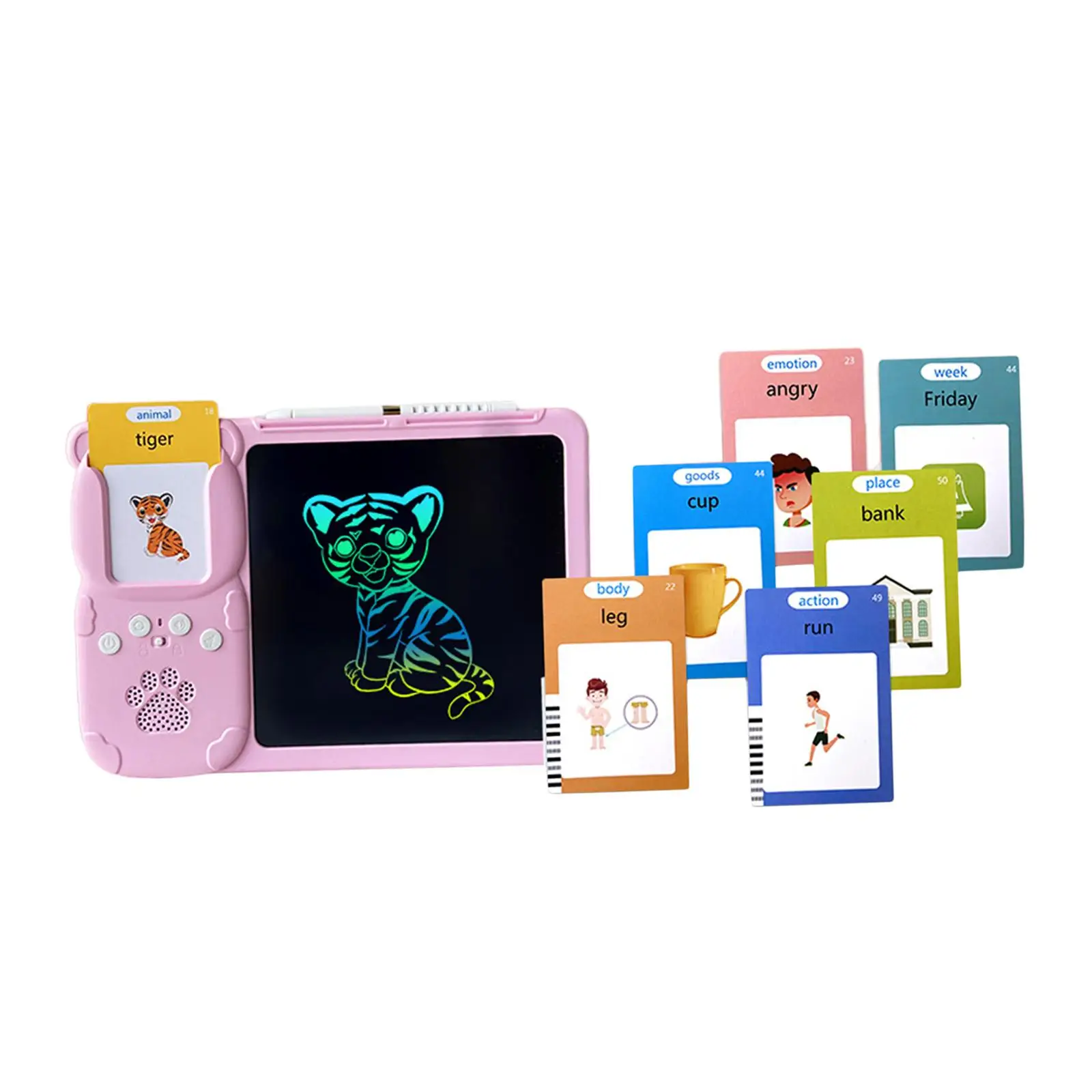 Talking Flash Cards Writing Tablet Montessori Educational Speech Toys with Drawing Board for Girls Boys Age 2-6 Child Gifts