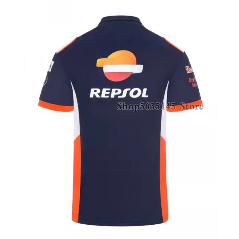 Honda HRC Repsol 레이싱 모토스 GP 팀용 폴로 셔츠, 오토바이 라이드, 화이트 및 다크 블루 여름 남성용, 속건성 통기성, 퇴색하지 않음