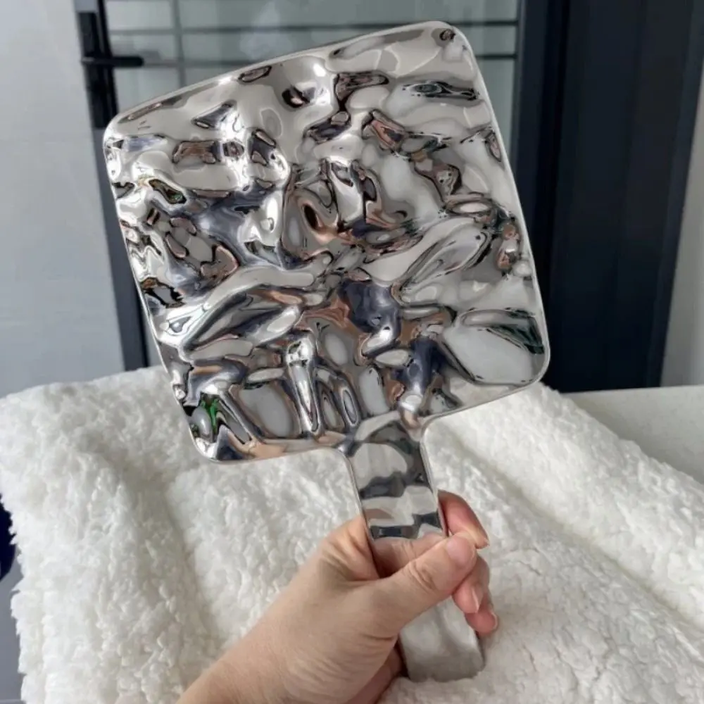 ElectroplatedHandleMakeupMirrorsHDBeautyPortableRoundHand