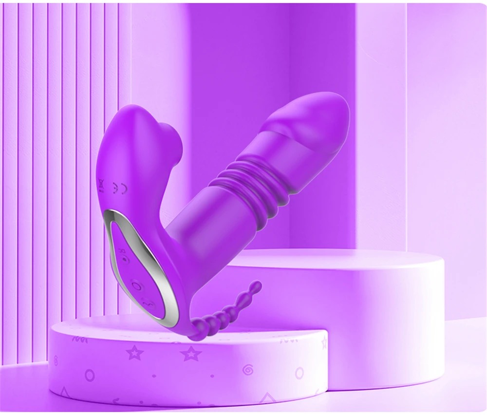 Silicone Sucking Vibrator Telescopic Oral Clitoris Stimulator_voghion.com