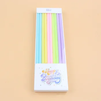 10Pcs Long Birthday Candle Girl Stitch Weddings Memories Candles And Holders Sticks Baptism Souvenirs Favors Colored Candle