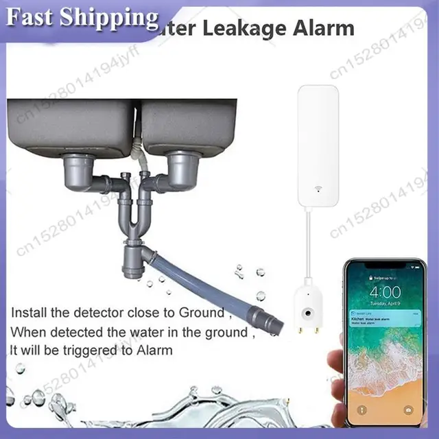 -ABDH Tuya Zigbee Smart Water Leak Sensor Water Overflow Level Detector Security Alarm System Flood Leakage Sensor 5