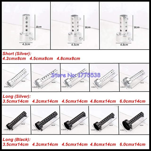 140X35/42/45/48/60 MM Universale Motociclo Argento Silenziatore - Foto 9
