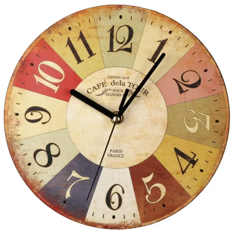 23 Cm Vintage Nordic Style Wooden Wall Clock Color:style7
