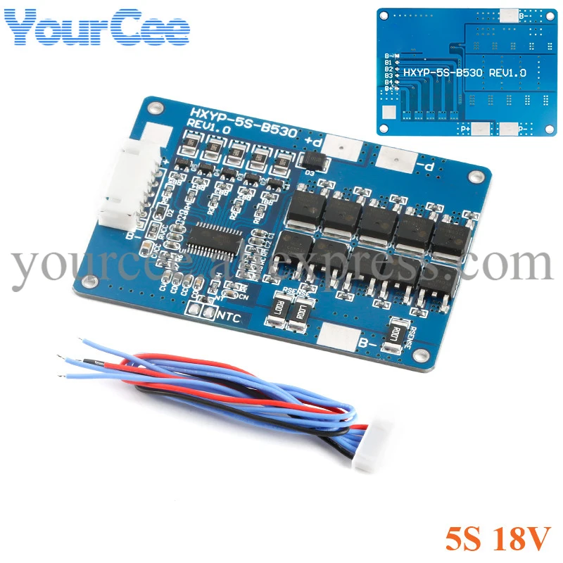 

5S 18V 21V 30A BMS Lithium Battery Protection Circuit Board Lithium Battery Pack Balance Charging Charge Board Module with Cable