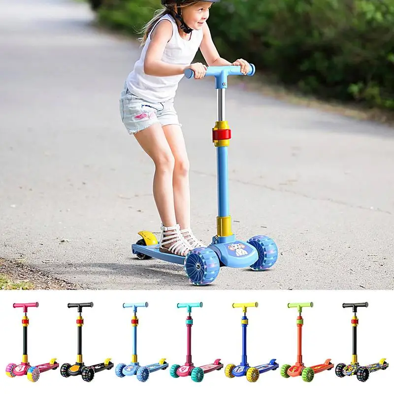 Kids Scooter Adjustable Height Foldable Children Kick Scooter With Foot Brake Boys And Girls Aged 2-12 Years Old Outdoor Cycling