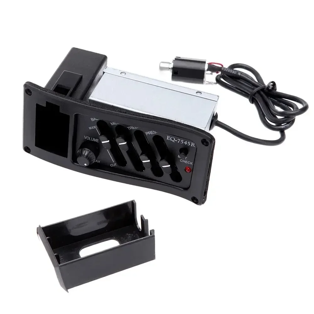 4 Band Guitar Pickup Acoustic Guitar EQ Piezo Pickup Acoustic Preamp Amplifier Equalizer Tuner for Acoustic Guitars