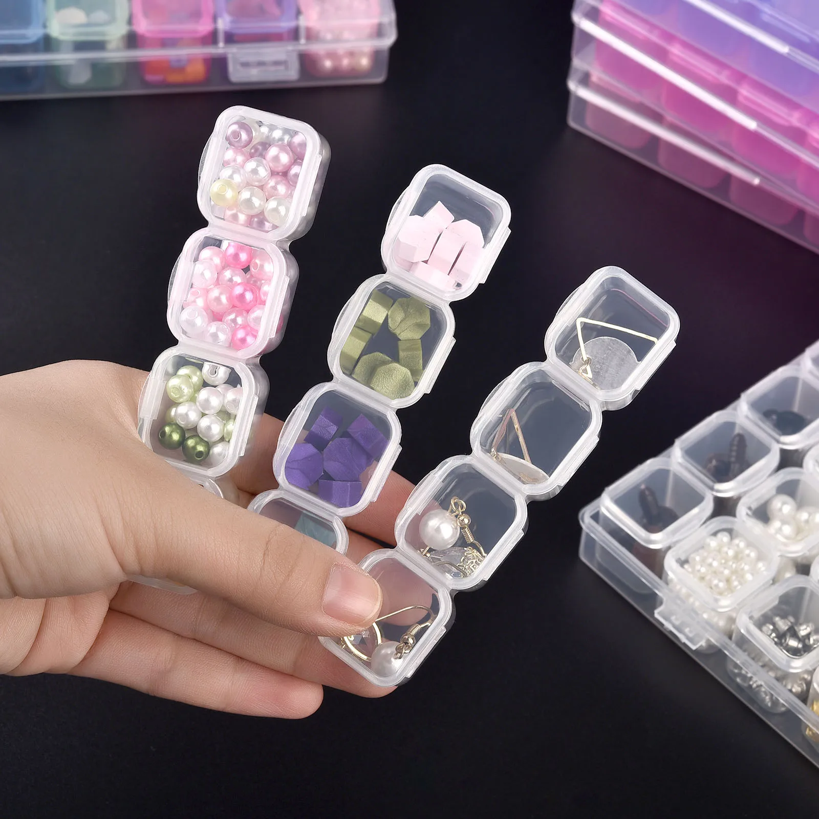 28 Slots Clear Plastic Empty Storage Box for Nail Art Manicure Tools  Jewelry Beads Display Storage Case Organizer Holder 5D Diy Diamond Painting  Tools Diamond Jewelry Box Rhinestone Embroidery Crystal Bead Storage