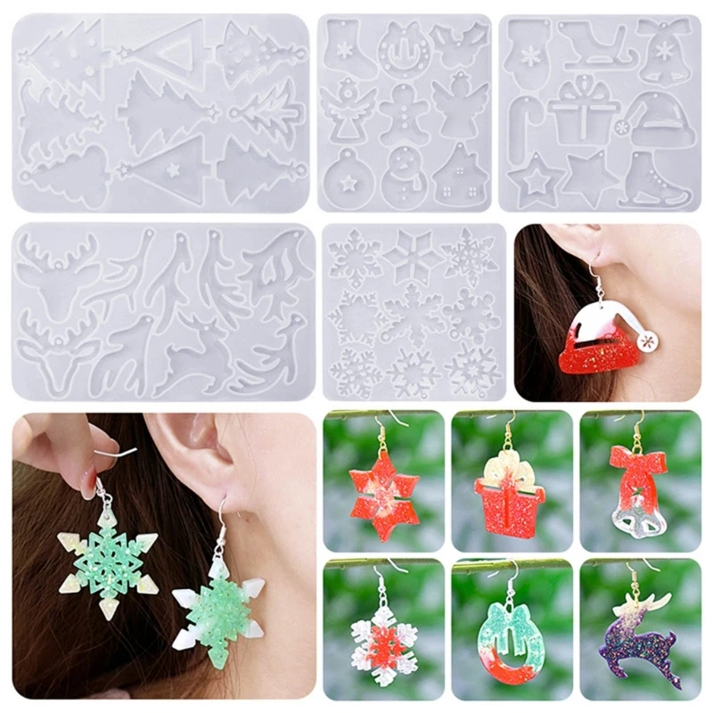 

Silicone Crystal Resin Mould Christmas Pendant Epoxy Casting Molds Jewelry Making Handmade Keychain Mold Handmade Craft