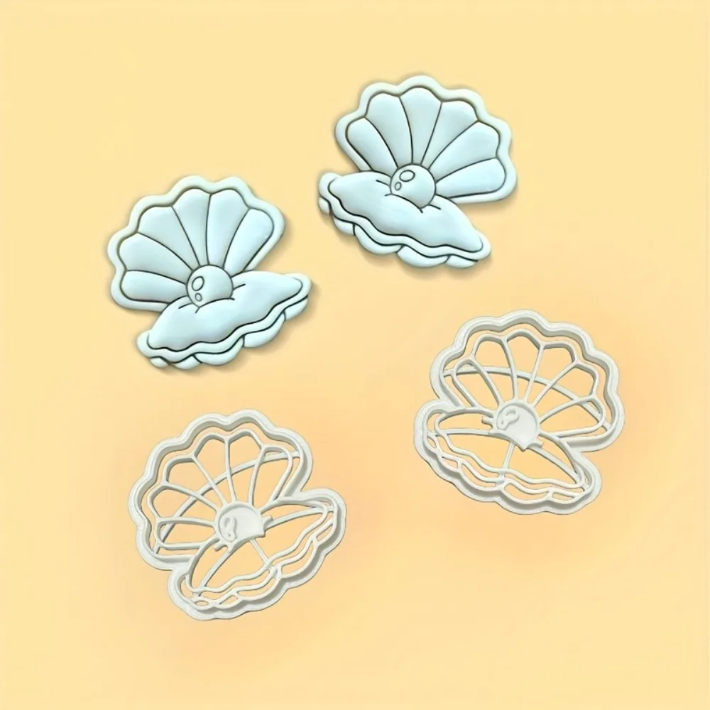 2Pcs 발렌타인 데이 우아한 진주 쉘 폴리머 클레이 커터 세트 조개껍질 바다 ..