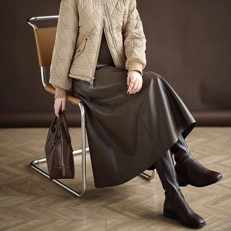 Pleated PU Maternity Skirts Autumn Winter Fashion A Line Belly Bottoms Clothes for Pregnant Women Pregnancy