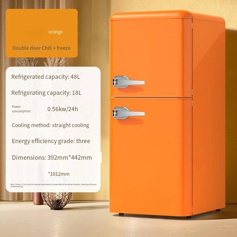 Retro Refrigerator, Small and Medium-sized Household Energy-saving Refrigeration, Freezing, Retro Mini Freezer